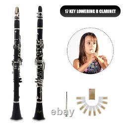 Bb Clarinet 17 Keys with Case Woodwind Instrument Barrels/Reeds (Black)