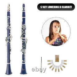 Bb Clarinet 17 Keys with Case Woodwind Instrument Barrels/Reeds (Dark Blue)