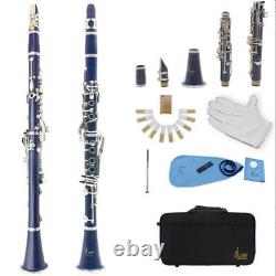 Bb Clarinet 17 Keys with Case Woodwind Instrument Barrels/Reeds (Dark Blue) #C
