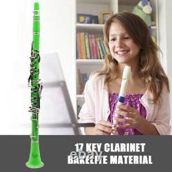 Bb Clarinet 17 Keys with Case Woodwind Instrument Barrels/Reeds (Green)