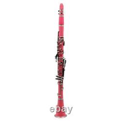 Bb Clarinet 17 Keys with Case Woodwind Instrument Barrels/Reeds (Pink)