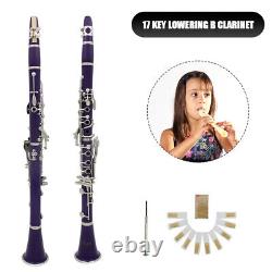 Bb Clarinet 17 Keys with Case Woodwind Instrument Barrels/Reeds (Purple)