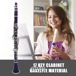 Bb Clarinet 17 Keys with Case Woodwind Instrument Barrels/Reeds (Purple)