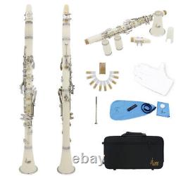 Bb Clarinet 17 Keys with Case Woodwind Instrument Barrels/Reeds (White)