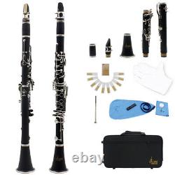 Bb Clarinet 17 Keys with Case Woodwind Instrument White Gloves/Cleaning Cloth