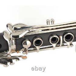 (Black)Clarinet Set 17 Key Wood Bb With Cleanig Cloth Reed Screwdriver Box