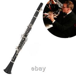 (Black)Clarinet Set 17 Key Wood Bb With Cleanig Cloth Reed Screwdriver Box