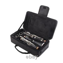 (Black)Clarinet Set 17 Key Wood Bb With Cleaning Cloth Reed Screwdriver Box