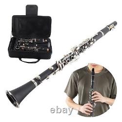 (Black)Clarinet Set 17 Key Wood Bb With Cleaning Cloth Reed Screwdriver Box