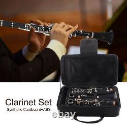 (Black)Clarinet Set 17 Key Wood Bb With Cleaning Cloth Reed Screwdriver Box