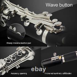 (Black)Clarinet Set 17 Key Wood Bb With Cleaning Cloth Reed Screwdriver Box BLW