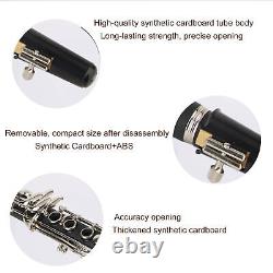 (Black)Clarinet Set 17 Key Wood Bb With Cleaning Cloth Reed Screwdriver Box BLW