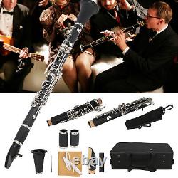 (Black)Clarinet Set 17 Key Wood Bb With Cleaning Cloth Reed Screwdriver Box IDS