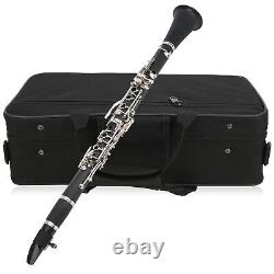 (Black)Clarinet Set 17 Key Wood Bb With Cleaning Cloth Reed Screwdriver Box NIU