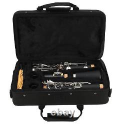 (Black)Clarinet Set 17 Key Wood Bb With Cleaning Cloth Reed Screwdriver Box SLS
