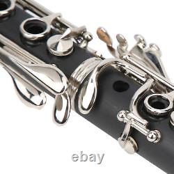 (Black)Clarinet Set 17 Key Wood Bb With Cleaning Cloth Reed Screwdriver Box TDM