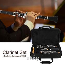 (Black)Clarinet Set 17 Key Wood Bb With Cleaning Cloth Reed Screwdriver Box XAT