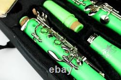 CLARINET B FLAT (Bb) GREEN Color NEW with Case & Accessories