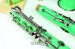CLARINET B FLAT (Bb) GREEN Color NEW with Case & Accessories