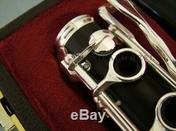 CLARINET SOLID EBONY WOOD Silver Plated Keys Leather Pads Professional Quality