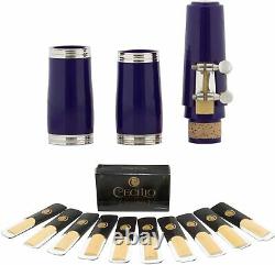Clarinet (Bb) with2nd Barrel 10 reeds Case Care Kit Purple withSilver Keys