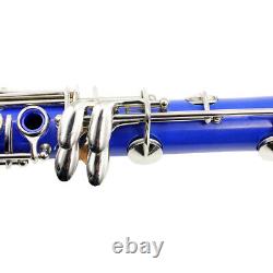 Clarinet Nickel 17 B Flat Soprano Binocular Clarinet+Care Kit gift Blue T6H5