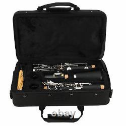 Clarinet Set 17 Key Wood Bb with Cleaning Cloth Reed Screwdriver Box for Party