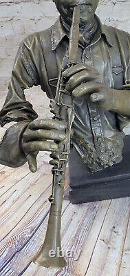 Clarinet Woodwind Player New Orleans Artist Street Musician Bronze Marble Statue