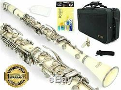 D'Luca 200 Series White Bb Clarinet 17 Keys with 1 Year Manufacturer Warranty