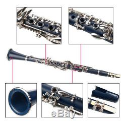 Exquisite Beginner Student Clarinet Kits Key of Bb with Carry Case Blue