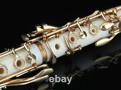 Flat Clarinet With Second Barrel 8 Pads Cushions Case Carekit And More White