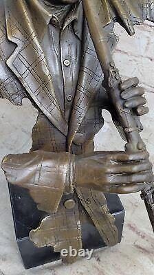 Hot Cast Decor Figure Clarinet Player Bronze Sculpture on marble base Artwork NR