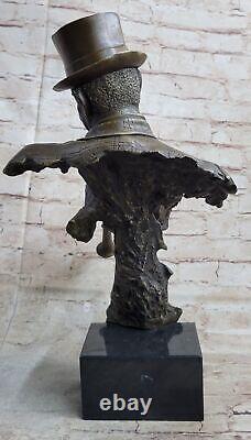 Hot Cast Decor Figure Clarinet Player Bronze Sculpture on marble base Artwork NR