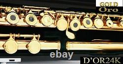 LUXUS Gold Querflöte C-Fuß 999 Gold 24 kt Flute Gold open holes Flûte OR flauta
