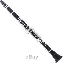 MENDINI Bb CLARINET EBONY WOOD BODY SILVER KEYS With TUNER, STAND, CASE MCT-40
