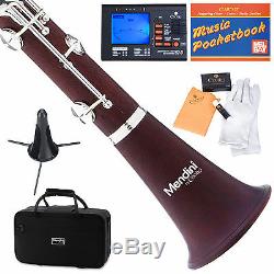 MENDINI Bb CLARINET ROSEWOOD BODY SILVER KEYS With TUNER, STAND, CASE MCT-30