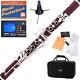 Mendini Rose Wood Body Bb Clarinet Silver Keys +Tuner+Stand+11 Reeds+Case-MCT-30