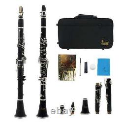 Portable ABS 17 Clarinet with Case Screwdriver Cleaning Cloth Woodwind
