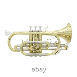 Professional Bb Flat Cornet Brass Instrument with Carrying Case Glove Cleaning