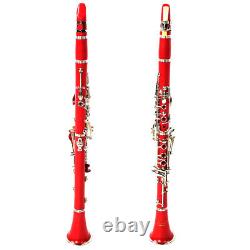 (Red#1)Premium Bakelite Tube BB 17 Keys Clarinet With Anti Oxidation SG5