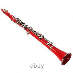 (Red)DWMD BB Flat Clarinet Premium Tube 7 Nickel Keys Beautiful