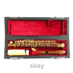 Red Wood Piccolo C Key Gold Plated Clarinet Bassoon Musical Instrument Flute