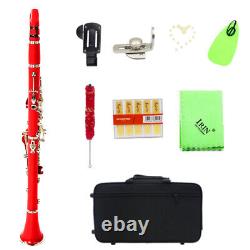 (Red1)Bakelite Tube Clarinet BB 17 Keys Clarinet With Nickel Plating Button