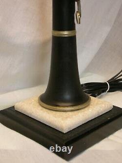 Vintage Wood Martin Fres Albert Clarinet Lamp On Black & White Speckled Corian B