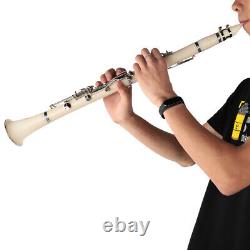 (White)Clarinet Set Premium Bakelite Tube BB 17 Keys Clarinet With Anti