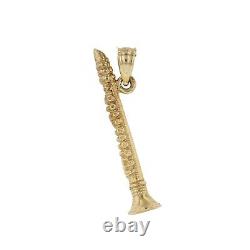 Yellow Gold 14k Clarinet 3D New Orleans Jazz Music Pendant Charm Perfect Jewelry