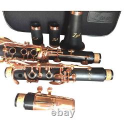 Zest Black Intermediate Clarinet Rose Gold plated keys Bb Key 17 Keys